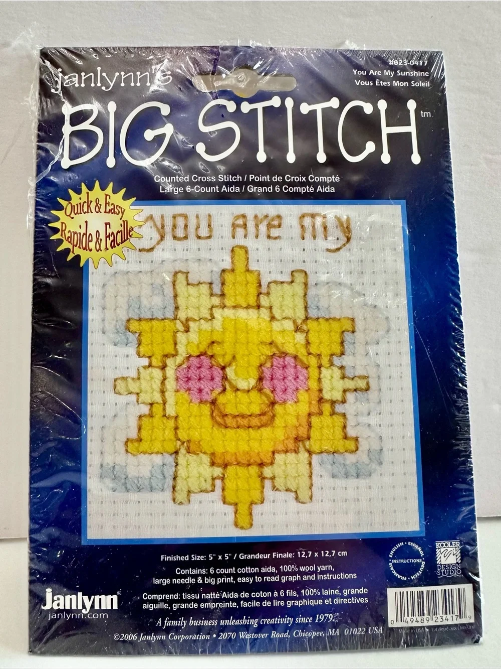 Janlynn Big Stitch 'You Are My Sunshine' Cross Stitch Kit - Yellow